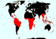 Distribucin mundial de la familia Corynocarpaceae